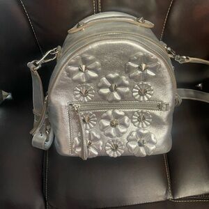 Fendi Silver Floral Studded Crossbody Bag